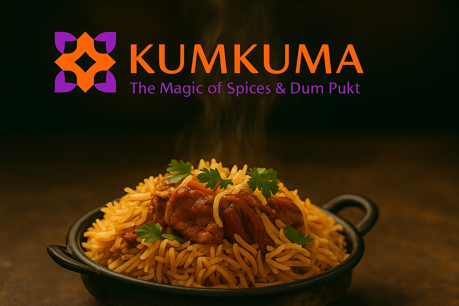Kumkuma — The Magic of Spices & Dum Pukt (logo above biryani)